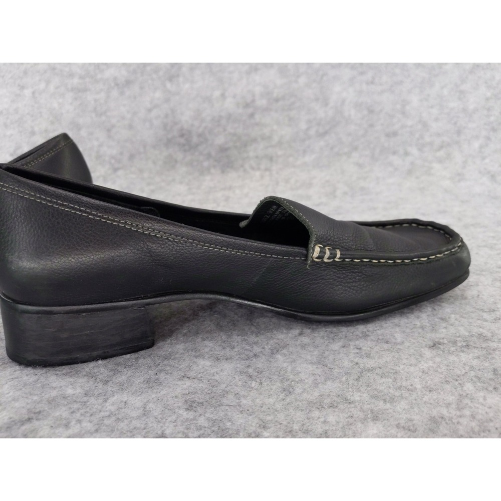 Etienne Aigner Quiz Loafers 9.5M Black Leather‎ Square Toe Block Heel Brazil - Picture 5 of 11